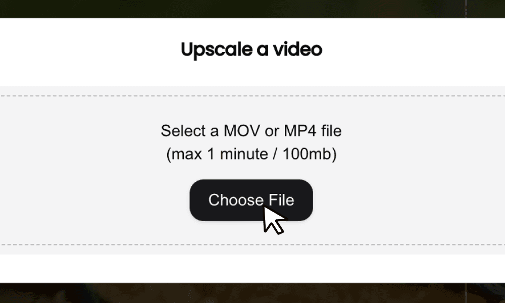 Screenshot -Upload the video to upscale